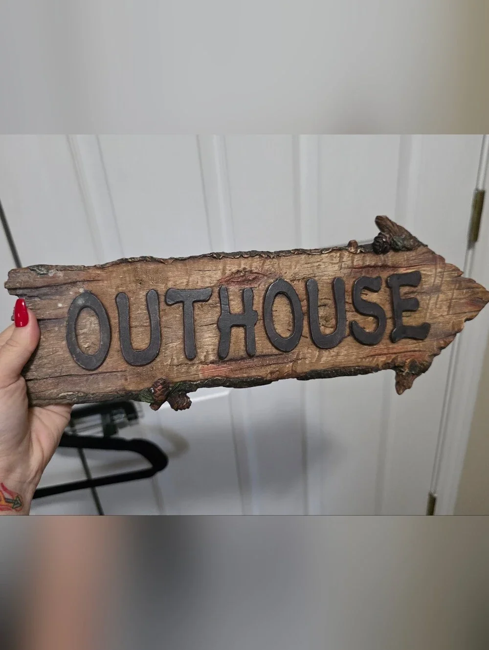 Hobby Lobby Brown & Black 'Outhouse' Wood-Plank Wall Sign